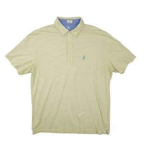 Johnnie-O Hangin' Out Polo Shirt Mens Large Yellow Blue Stripe Beach Golf Preppy